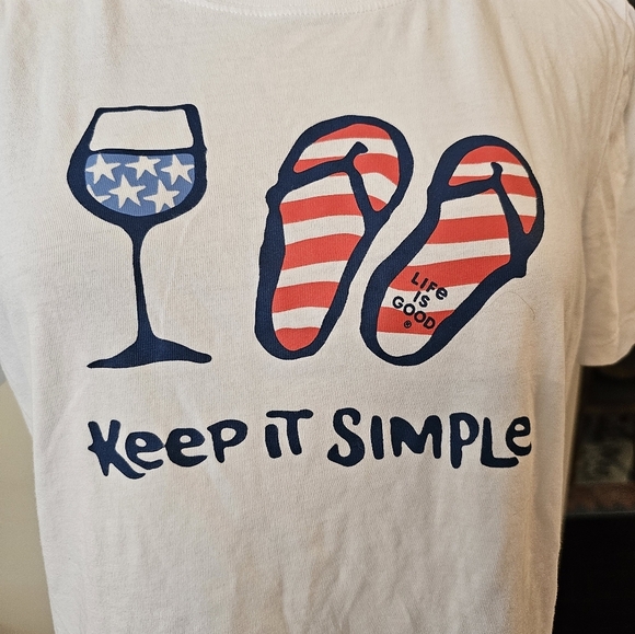 Life Is Good Women’s Size Medium White Crusher Lite Keep It Simple Shirt Summer - Picture 2 of 8